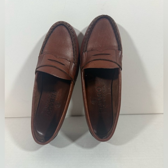 Sebago Full Strap Saddle Penny Loafers Womens Sz 6.5 Brown Leather Slip On Shoes - Picture 1 of 10